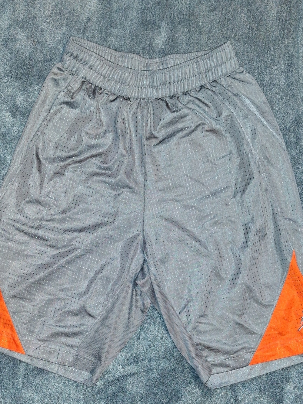 Jordan Men's Gray and Orange Athletic Mesh Shorts